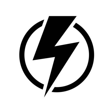 Elektrik güç ikonu. Çemberde şimşek işareti.