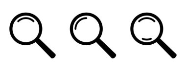 Büyüteç ve Loupe Sembolleri. Arama Simgesi Ayarlandı.