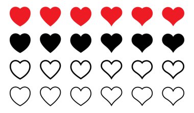 Aşk Kalbi Simgeleri Katı ve Özet Biçimlerinde Ayarlandı