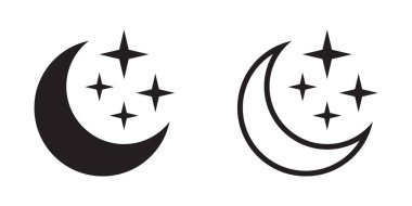 Ay ve Yıldız Simgeleri Gece ve Göksel Tasarım İçin Ayarlandı