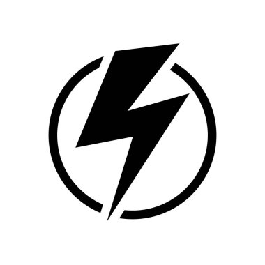 Şimşek Yıldırımı Sembollü Elektrik Güç Çemberi Simgesi