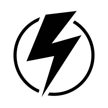 Elektrik Güç Simgesi - Çember Simgesi ve Enerji Sembolünde Şimşek Şimşeği.