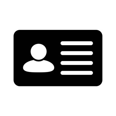 Kimlik kartı simgesi. Çalışan katip kartı, ehliyet, kimlik kartı, personel kimlik kartı sembolü.