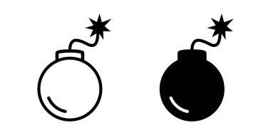 Yanan Fünye Simgeleri ile Bomba Ayarlandı, Tehlike, Uyarı ve Alarm Sembolleri