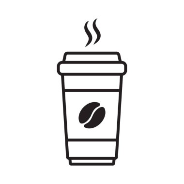 Paket Kağıt Kahve Kupası Simgesi, Cafe Marka ve Sıcak İçecek Sembolü