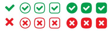 Onaylanmış ve Reddedilmiş Simgeler, Yeşil Kene ve Kızıl Haç, Kullanıcı Arayüzü için Evet veya Hayır Sembolleri