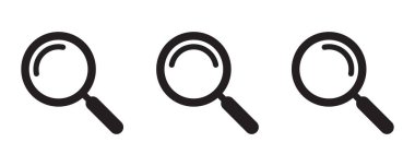 Büyüteç Simgeleri Arayüz Tasarımı için Ayarlandı. Arama ve Keşif Simgeleri.