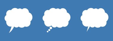 Beyaz Konuşma ve Düşünce Baloncuğu Simgesi Sohbet, Mesaj ve İletişim İçin Ayarlandı