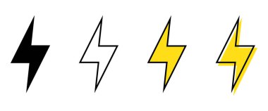 Yıldırım Yıldırımı Enerji Uygulama ve UI Tasarımı Sembolü ile Elektrik Güç Simgesi Ayarları