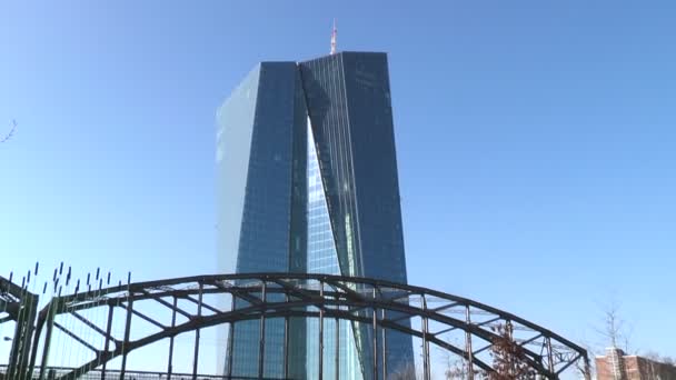 Sede do BCE Frankfurt, Alemanha — Vídeo de Stock