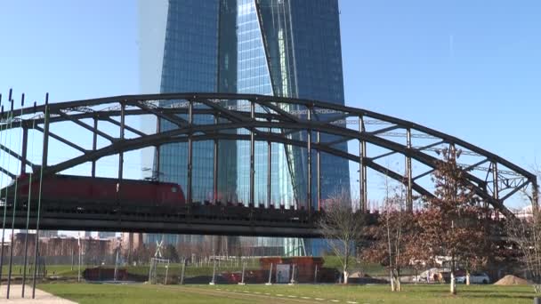 ECB headquarters Frankfurt, Germany — Stock Video