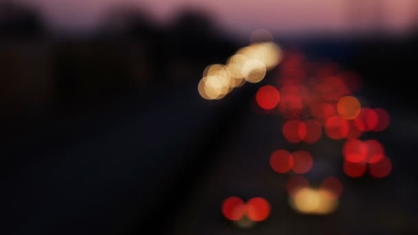 Traffic jam on highway - defocused lights — Stock Video