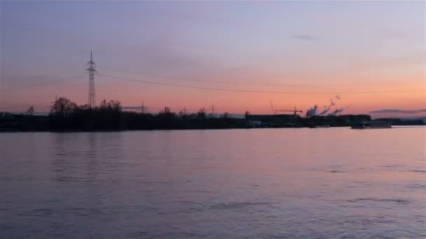 River Rhine at dusk - time lapse — Stock Video