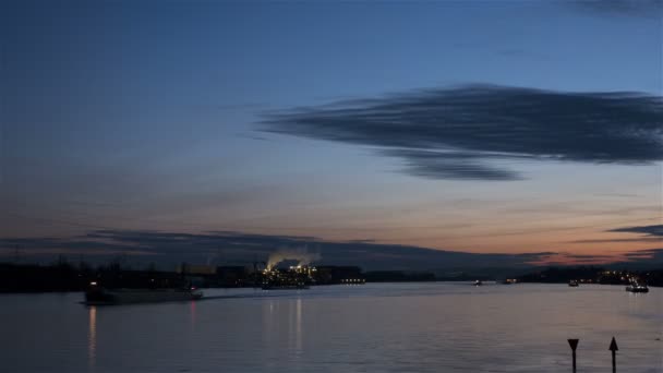 River Rhine at dusk - time lapse — Stock Video