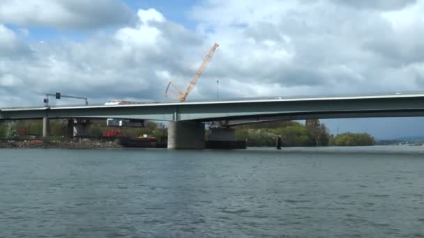 Schiersteiner Bruecke - bouwplaats — Stockvideo