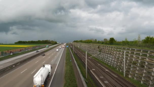 Weilbach Germany May 2021 Dense Traffic German Highway Moenchhof Dreieck — Stock Video