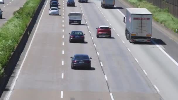 Weilbach Germany June 2021 Timelapse Large Trucks Dense Traffic Autobahn — Stock Video