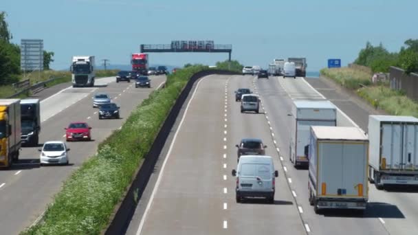 Weilbach Juni 2021 Große Lastwagen Und Dichter Verkehr Auf Der — Stockvideo