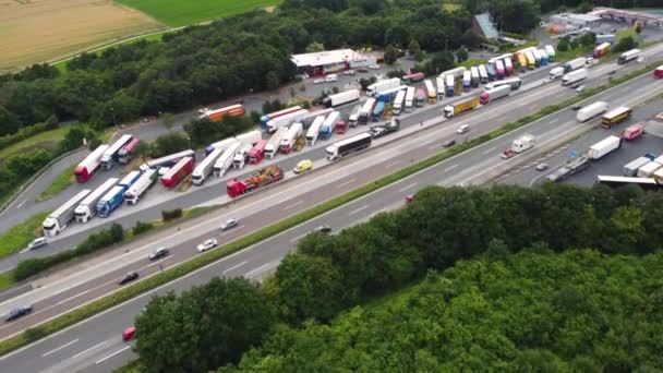 Medenbach Tyskland Juli 2021 Tyska Motorvägen Och Rastplatsen Medenbach Drone — Stockvideo