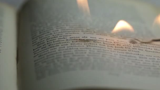 Καίγοντας σελίδες ενός βιβλίου αντίκες — Αρχείο Βίντεο