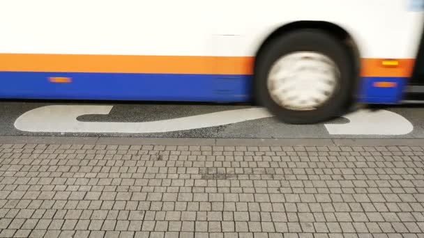 Otobüs şeridi, toplu taşıma - Wiesbaden, Almanya — Stok video