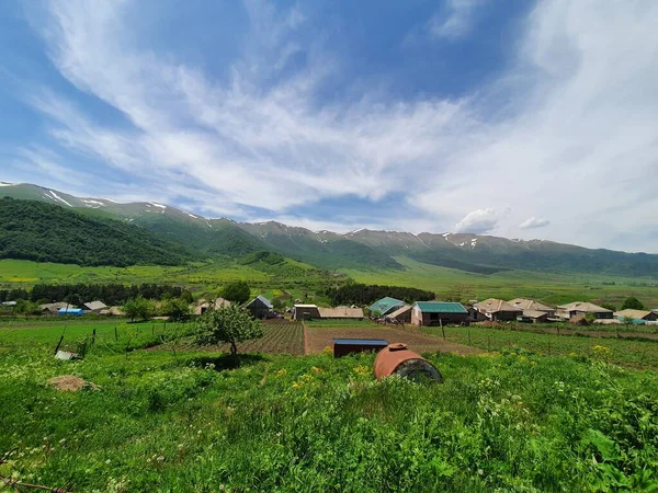 Small Village Sunny Mountain Valley — Stock Photo, Image