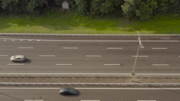 Die Autobahn Boryspil Bei Kiew Aus Der Vogelperspektive Die Chausse — Stockvideo