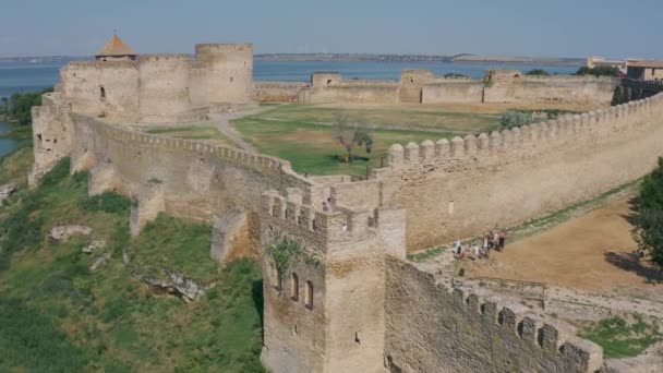 Kuşbakışı Belgorod Dnestrovskaya Kalesi Ukrayna Nın Büyük Kalesi Dinyester Nehri — Stok video