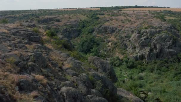 Aktovsky Cañón Del Río Mertvovod Desde Vista Pájaro Drone Disparando — Vídeo de stock