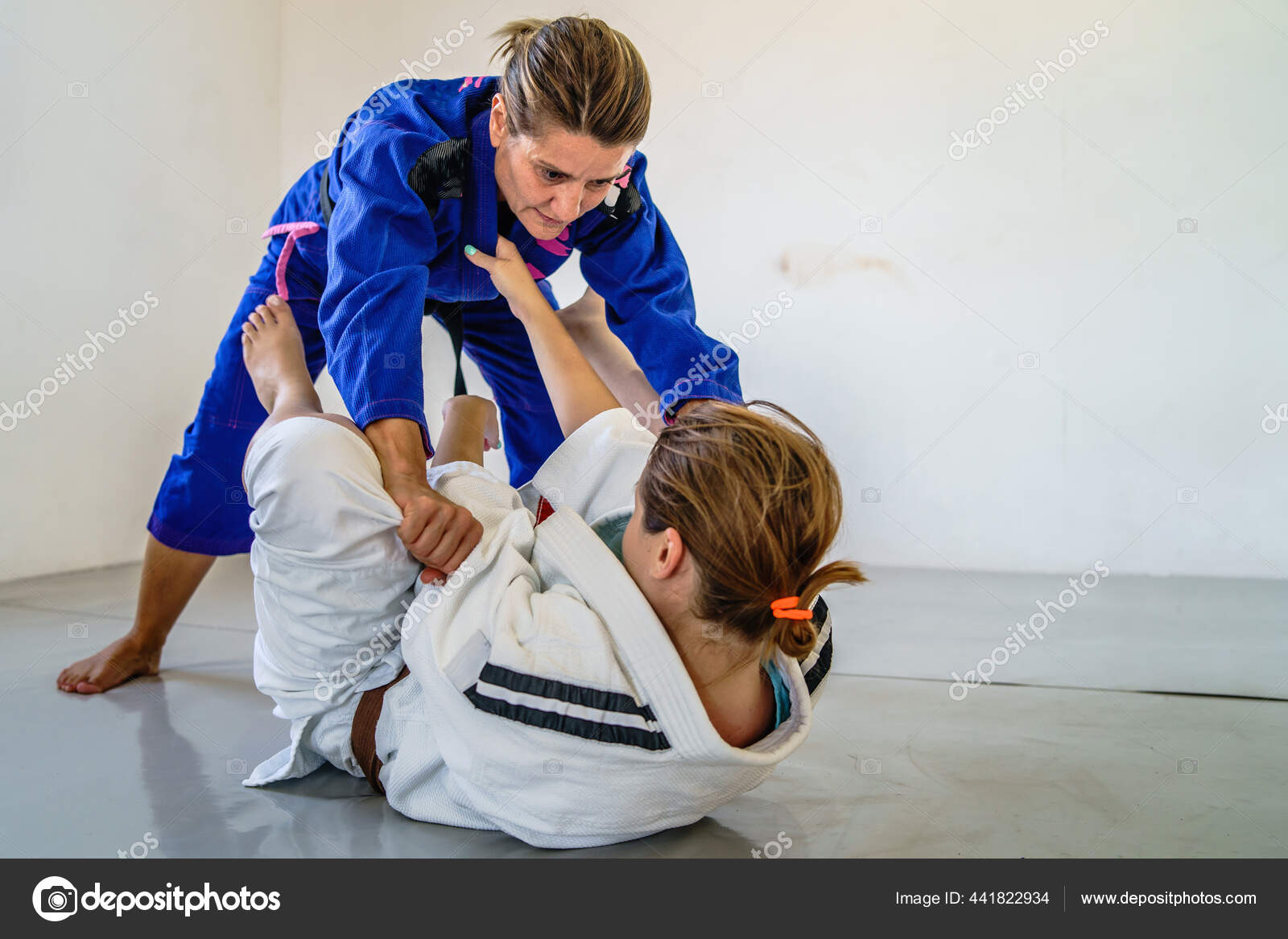 Grips Guard Brazilian Jiu Jitsu Bjj Training Sparring Two Female