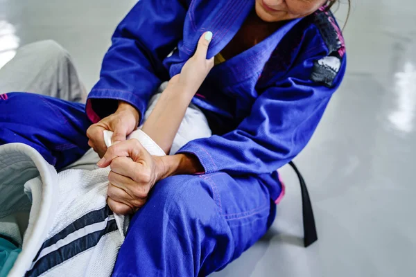 Apretones Guardia Jiu Jitsu Bjj Brasileño Judo Entrenamiento Sparring Dos — Foto de Stock