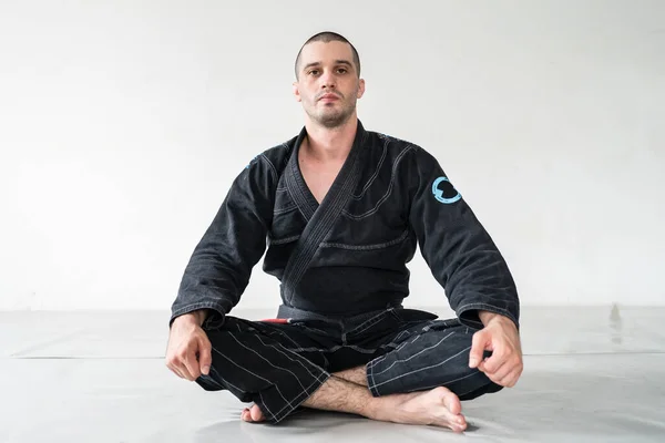 Vista Frontal Del Atleta Masculino Adulto Bjj Brasileño Jiu Jistu —  Fotos de Stock