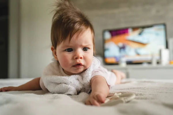 Front View Small Healthy Caucasian Baby Three Months Old Boy — Stock Photo, Image