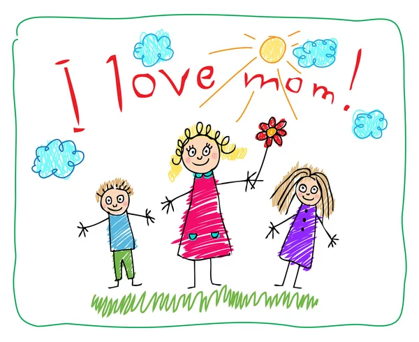 Kinderen tekenen. De Mother's Day — Stockvector