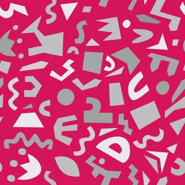 Parlak pembe arkaplanda dışavurumcu tarzında gri figürlerin gölgeleriyle kusursuz desenli Vektör illüstrasyonu