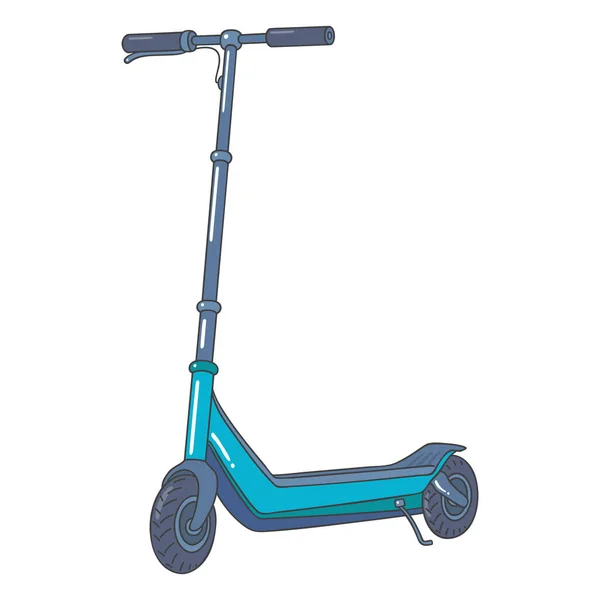 Scooter Électrique Avec Pont Bleu Illustration Vectorielle Frein Sur Fond — Image vectorielle