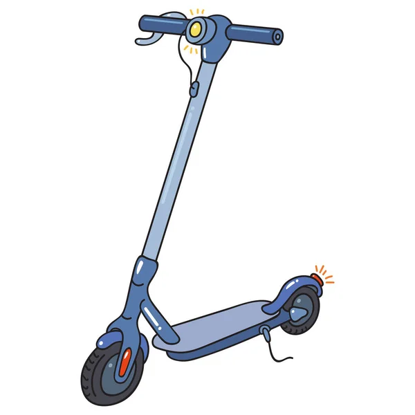Scooter Elettrico Con Freno Con Luci Illustrazione Vettoriale Sfondo Bianco — Vettoriale Stock