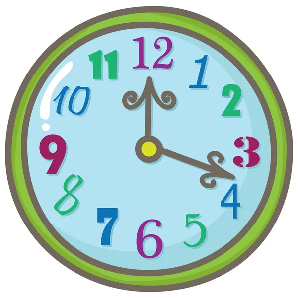 Divertido Reloj Redondo Con Números Diferentes Diseños Colores Con Flechas — Vector de stock