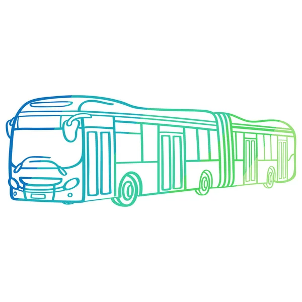 Modern Articulated Low Floor Bus Powered Electricity Linear Drawing Color — Stockvektor