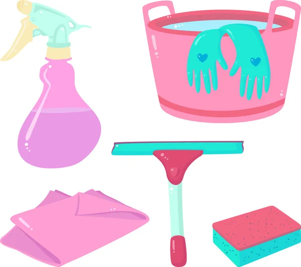 Ροζ σετ καθαρισμού — Διανυσματικό Αρχείο