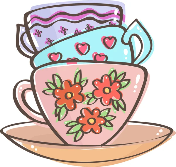 Three teacups — Stock Vector