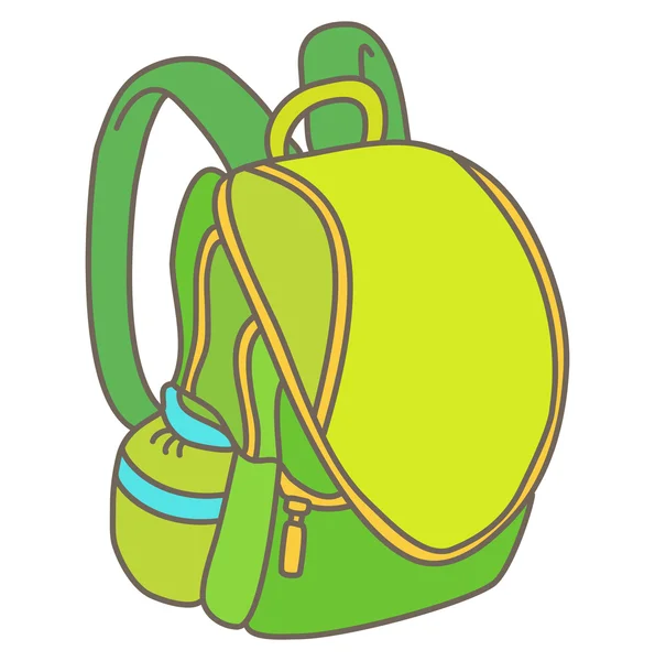 Green backpack with many pocket — Stock Vector