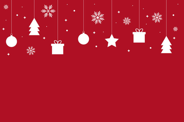 Рождественский дизайн фона с белыми снежинками и декоративные и свободные копировальные места для дизайна или текста. Векторная иллюстрация плоского дизайна