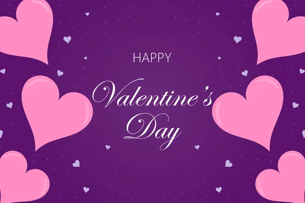 Праздничный Баннер День Святого Валентина Сердечками Фиолетовом Фоне Векторная Иллюстрация — стоковый вектор