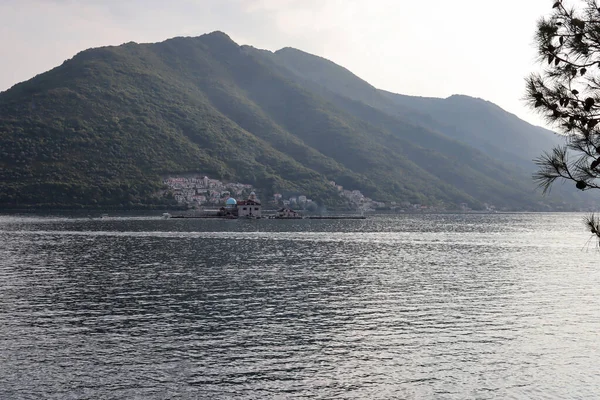 Perast Montenegro Juli 2021 Eiland Kerk Our Lady Rocks Gospa — Stockfoto