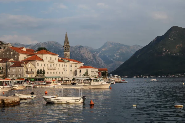 Perast Montenegro Juli 2021 Klassiek Panoramisch Uitzicht Historische Stad Perast — Stockfoto