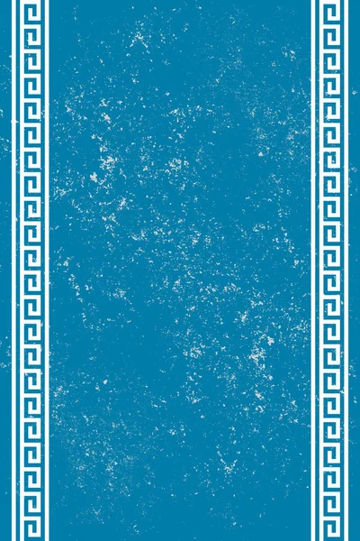 Moldura Estilo Grego Com Ornamento Fundo Gunge Moldura Azul Para — Vetor de Stock