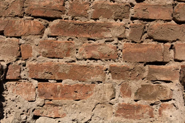 Vieux Mur Briques Rouges Sur Maison Rustique Plein Air Fermez — Photo