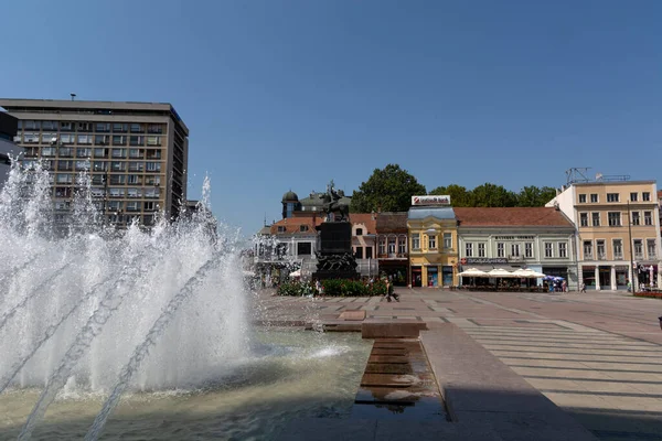 Nis Serbia Agosto 2021 Centro Ciudad Nis Con Fuente Monumento — Foto de Stock