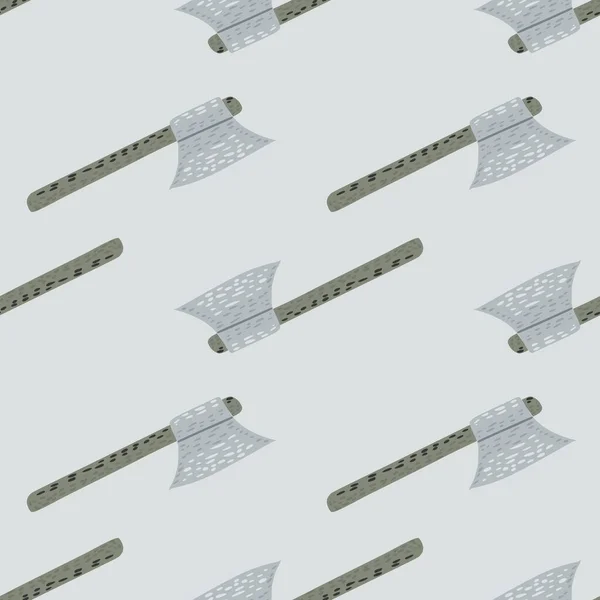 Бесшовный Минималистичный Рисунок Топором Викинга Стилизованным Орнаментом Серый Фон Древний — стоковый вектор